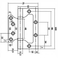 Для межкомнатных дверей Петля накладная VЕTTORE FLUSH 100×75×2.5mm AB (Бронза)