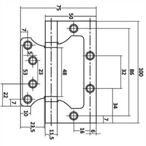 Петля накладная VЕTTORE FLUSH 100×75×2.5mm MACC (Кофе)