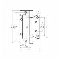 Петля накладная VЕTTORE FLUSH 125×75×2.5mm SN (Сатин)