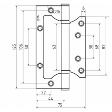 Для межкомнатных дверей Петля накладная VЕTTORE FLUSH 125×75×2.5mm AB (Бронза)