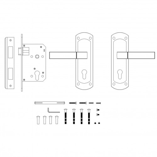 Замок цилиндровый с ручкой LOCKSET90.ORION.4585-3 (KIT P90 4585/3 ORION) SN/CP мат.никель/хром