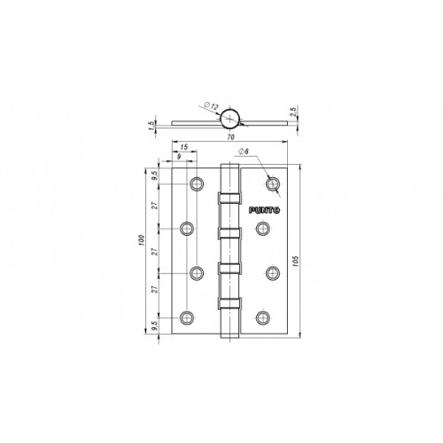 Петля универсальная IN4100U BL (4B 100х70х2.5) черный