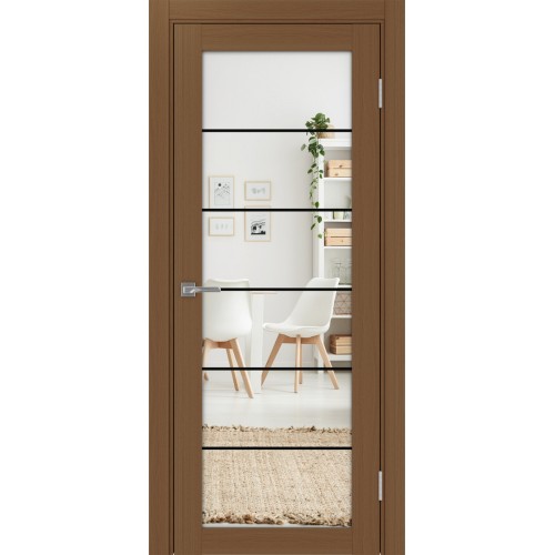 Турин 501АСС.2, цвет Орех NL молдинг алюм.чёрн стекло Зеркало/Зеркало, размер 80*200 см.