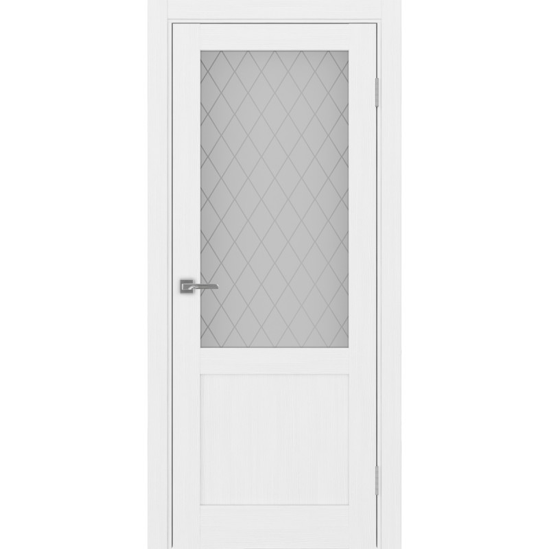 Межкомнатная дверь Турин 502.21, цвет белый лёд, заполнение Кристалл бесцветное, размер 200*80 см.