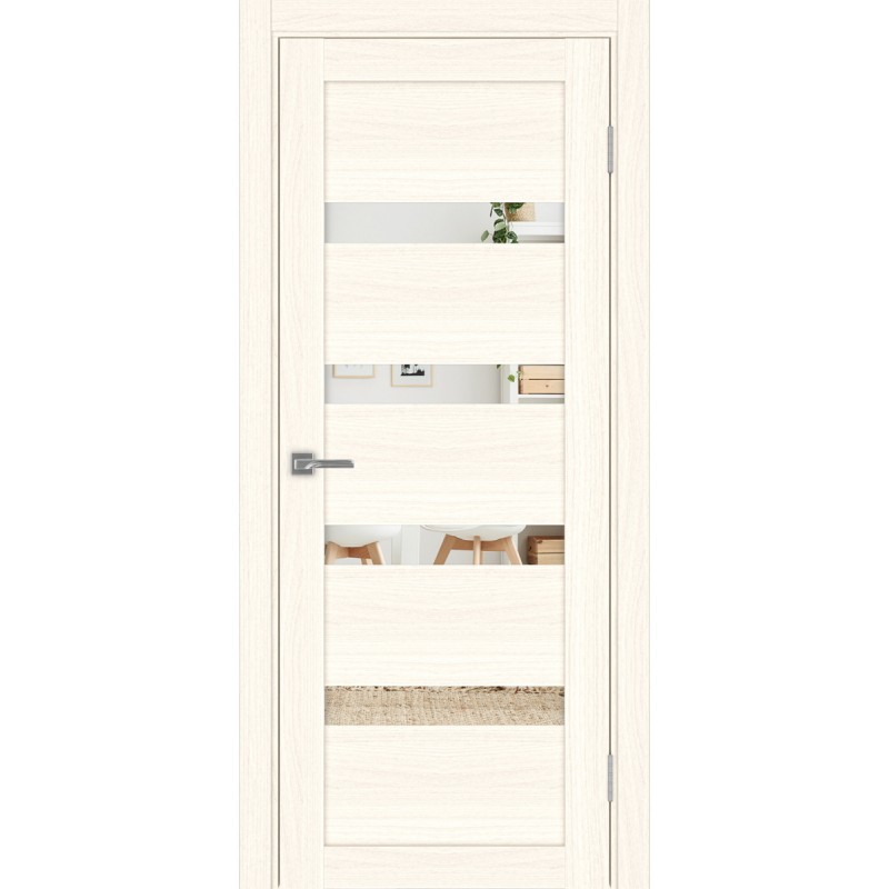 Межкомнатная дверь Турин 505.12, цвет ясень светлый, заполнение Зеркало, размер 200*80 см.