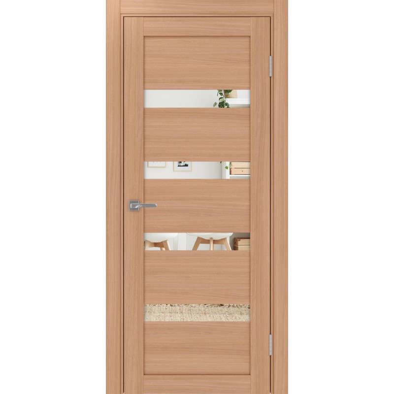 Межкомнатная дверь Турин 505.12, цвет ясень тёмный, заполнение Зеркало, размер 200*80 см.