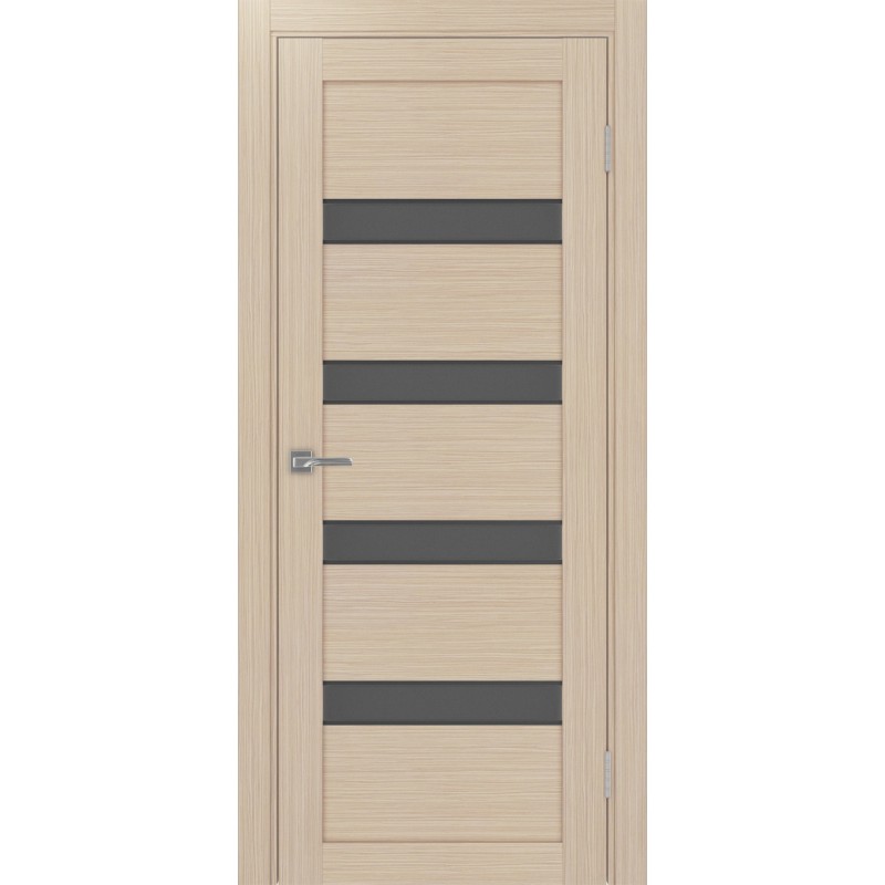 Межкомнатная дверь Турин 505AПC.12, цвет Дуб беленый FL, молдинг алюм.чёрн стекло Графит матовое, размер 80*200 см.