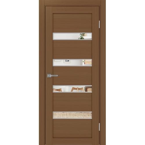 Турин 505AПC.12, цвет Орех NL молдинг алюм.хром стекло Зеркало, размер 80*200 см.