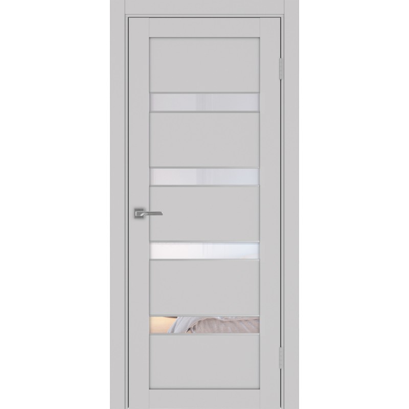 Межкомнатная дверь Турин 505AПC.12 молдинг алюм.хром, цвет Пепельный Прозрачное, размер 80*200 см.