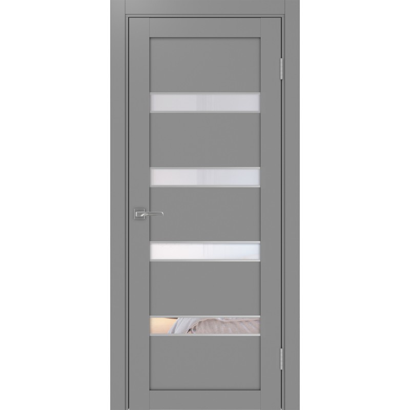 Межкомнатная дверь Турин 505AПC.12 молдинг алюм.хром, цвет Серый Прозрачное, размер 80*200 см.