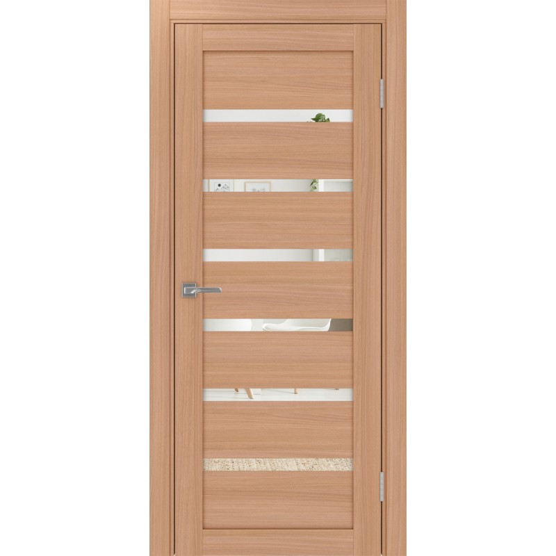 Межкомнатная дверь Турин 507.12, цвет ясень тёмный, заполнение Зеркало, размер 200*80 см.