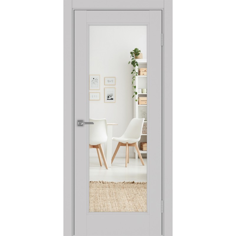 Межкомнатная дверь Турин Neo 501.2, цвет пепельный, заполнение Зеркало, размер 200*80 см.