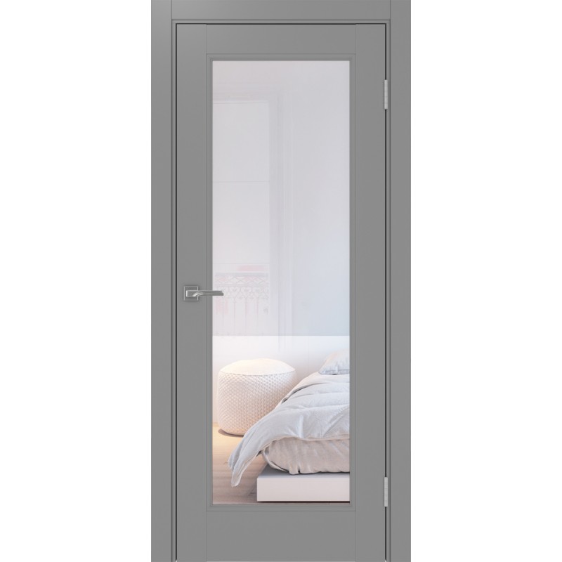 Межкомнатная дверь Турин Neo 501.2, цвет серый, заполнение Прозрачное, размер 200*80 см.