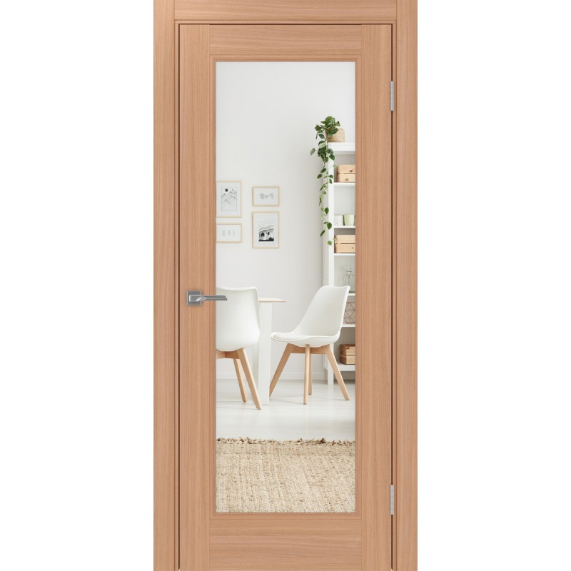 Межкомнатная дверь Турин Neo 501.2, цвет ясень тёмный, заполнение Зеркало, размер 200*80 см.