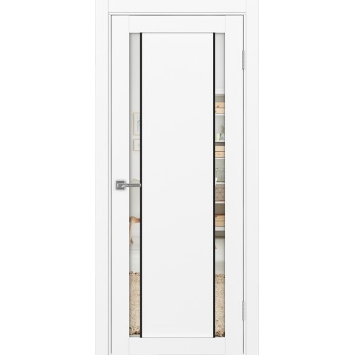 Турин 522AПП.212, цвет Белый снежный молдинг алюм.чёрн стекло Зеркало/Зеркало, размер 80*200 см.