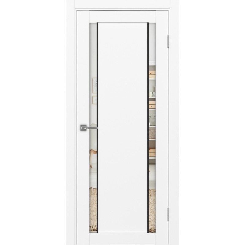 Межкомнатная дверь Турин 522.212 АПП молдинг SB, цвет белый снежный, заполнение Зеркало/Зеркало, размер 200*80 см.