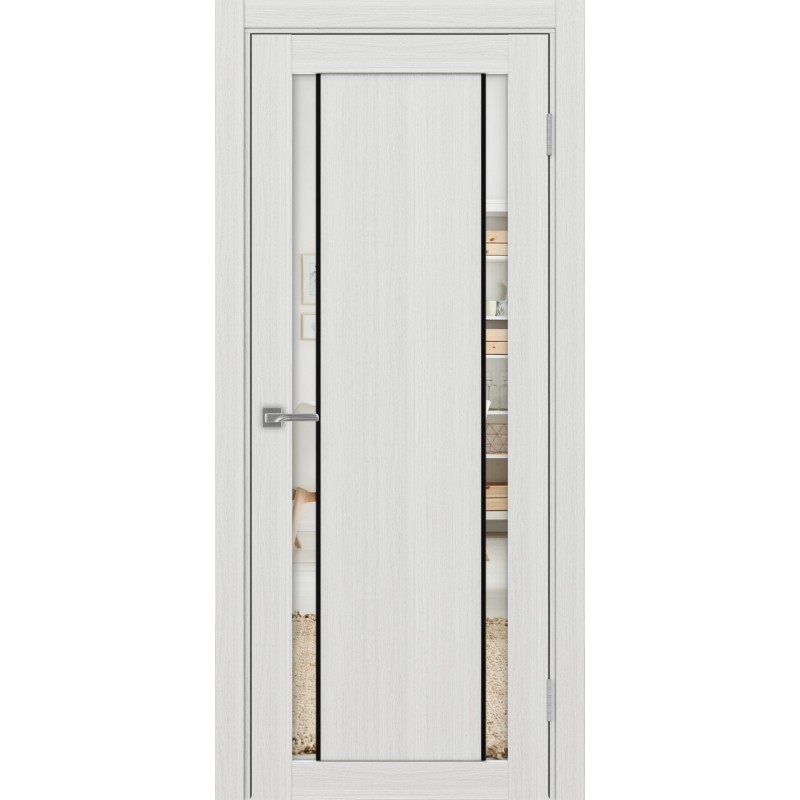 Межкомнатная дверь Турин 522.212 АПП молдинг SB, цвет ясень серебристый, заполнение Зеркало/Зеркало, размер 200*80 см.