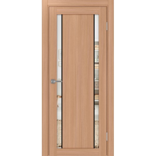 Турин_522AПП.212, цвет Ясень тёмный молдинг алюм.чёрн стекло Зеркало/Зеркало, размер 80*200 см.