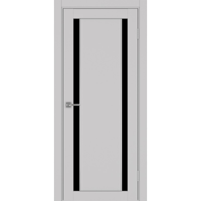 Межкомнатная дверь Турин 522AПП.212, цвет Пепельный молдинг алюм.хром стекло LACчерный, размер 80*200 см.