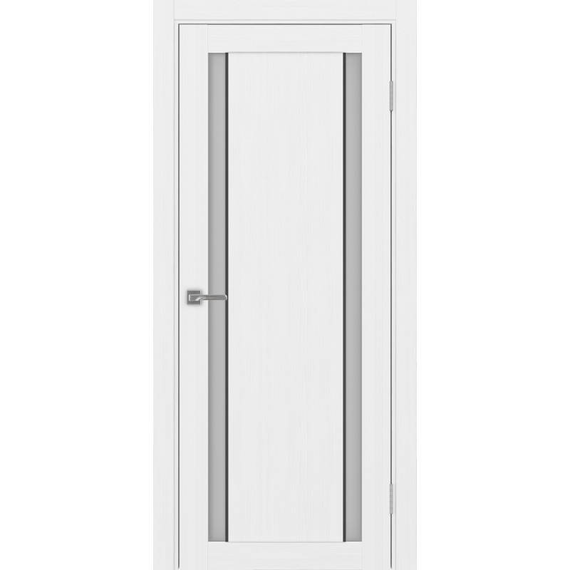 Межкомнатная дверь Турин 522АПС.212, цвет Белый лёд, молдинг алюм.чёрный, стекло Мателюкс, размер 80*200 см.