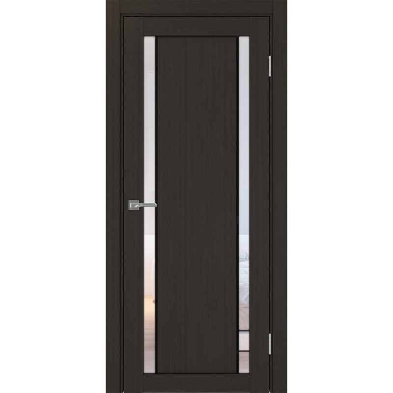 Межкомнатная дверь Турин 522АПС.212, цвет Венге FL, молдинг алюм.чёрн стекло Прозрачное, размер 80*200 см.