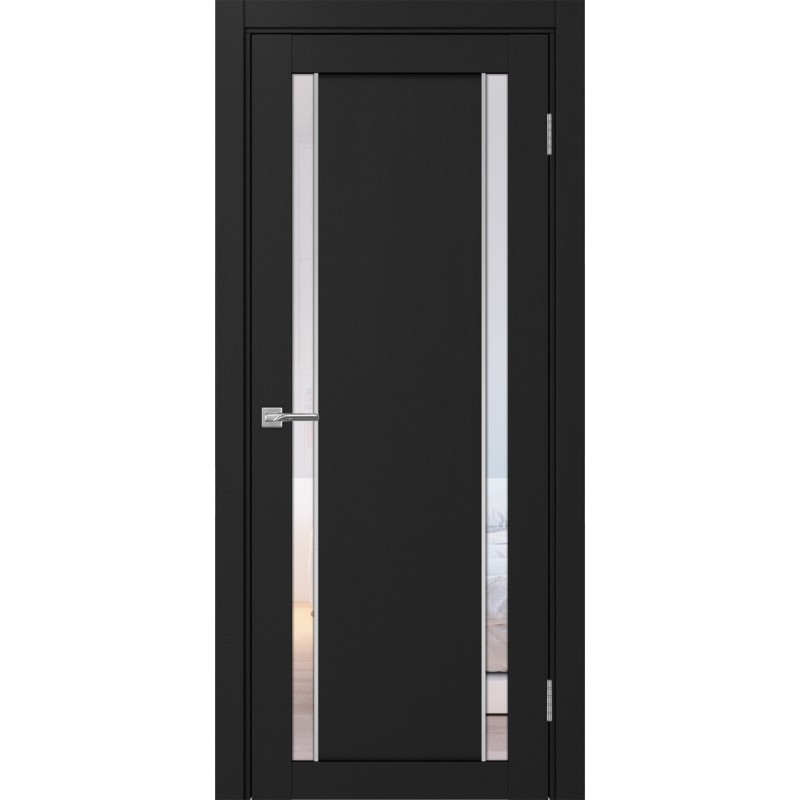 Межкомнатная дверь Турин 522АПС.212, цвет Антрацит молдинг алюм.хром стекло Прозрачное, размер 80*200 см.