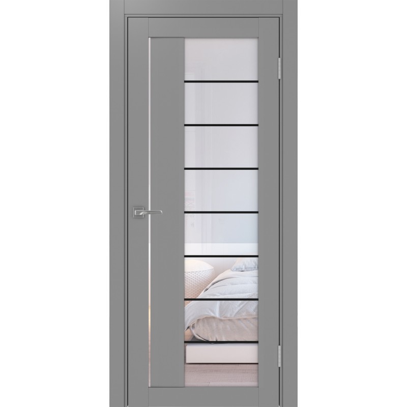Межкомнатная дверь Турин 524.22 АСС молдинг SB, цвет серый, заполнение Прозрачное, размер 200*80 см.