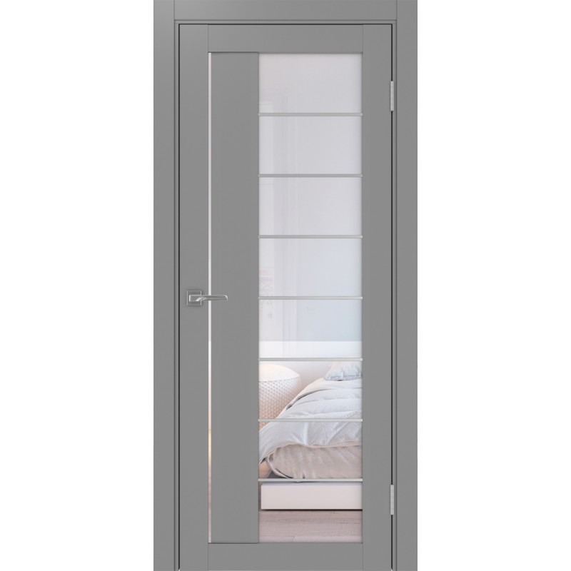 Межкомнатная дверь Турин 524.22 АСС молдинг SC, цвет серый, заполнение Прозрачное, размер 200*80 см.