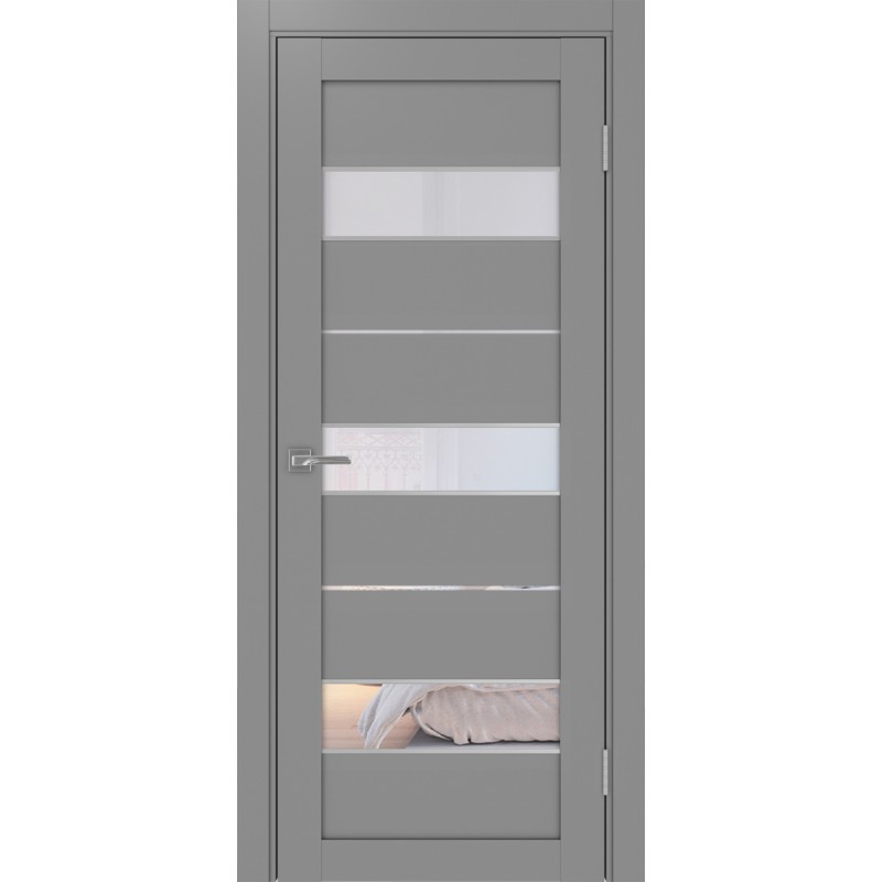 Межкомнатная дверь Турин 526.122 АПС молдинг SC, цвет серый, заполнение Прозрачное, размер 200*80 см.