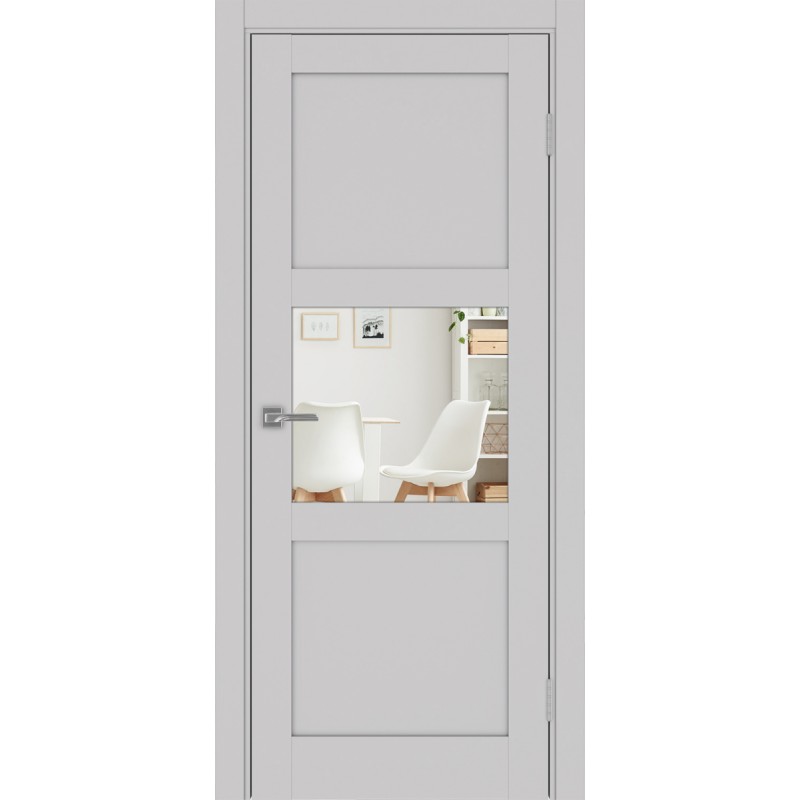 Межкомнатная дверь Турин 530.121, цвет пепельный, заполнение Зеркало/Зеркало, размер 200*80 см.