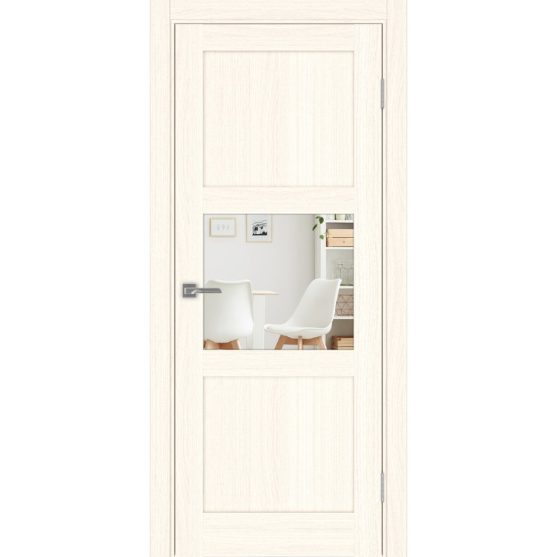 Межкомнатная дверь Турин 530.121, цвет ясень светлый, заполнение Зеркало/Зеркало, размер 200*80 см.