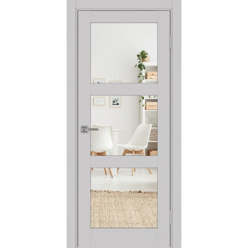 Межкомнатная дверь Турин 530.222, цвет пепельный, заполнение Зеркало/Зеркало, размер 200*80 см.