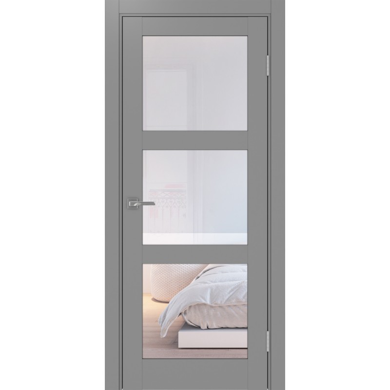 Межкомнатная дверь Турин 530.222, цвет серый, заполнение Прозрачное, размер 200*80 см.