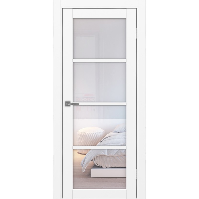 Межкомнатная дверь Турин 540.2222, цвет белый снежный, заполнение Прозрачное, размер 200*80 см.