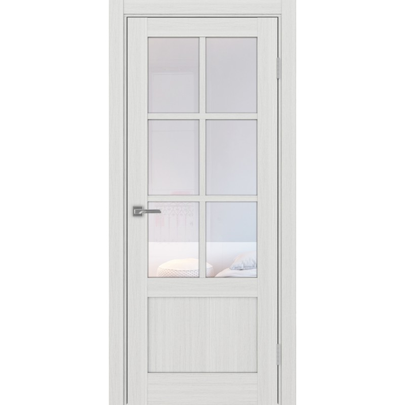 Межкомнатная дверь Турин 541ПФ.2221, цвет ясень серебристый, заполнение Прозрачное, размер 200*80 см.