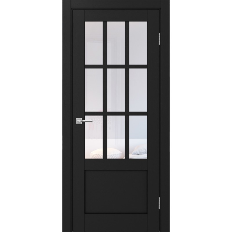 Межкомнатная дверь Турин 542ПФ.2221, цвет Антрацит стекло Прозрачное, размер 80*200 см.