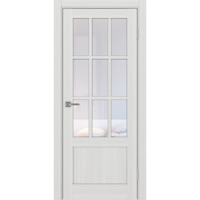 Межкомнатная дверь Турин 542ПФ.2221, цвет ясень серебристый, заполнение Прозрачное, размер 200*80 см.