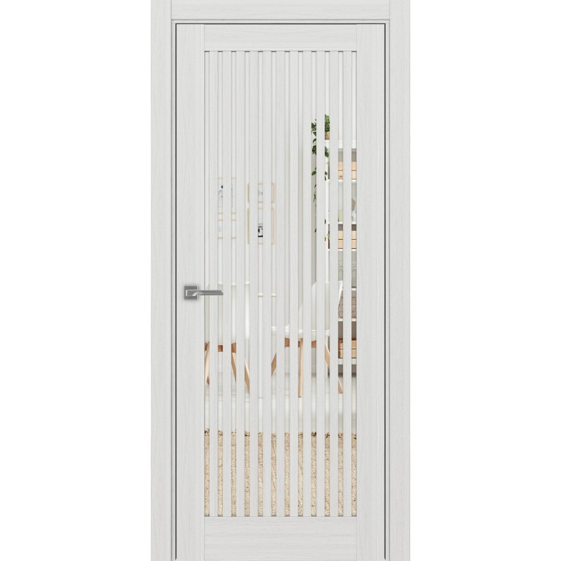 Межкомнатная дверь Турин 543.2, цвет ясень серебристый, заполнение Зеркало, размер 200*80 см.