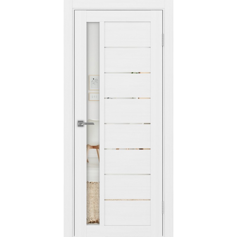 Межкомнатная дверь Турин 554.21, цвет белый лёд, заполнение Зеркало, размер 200*80 см.