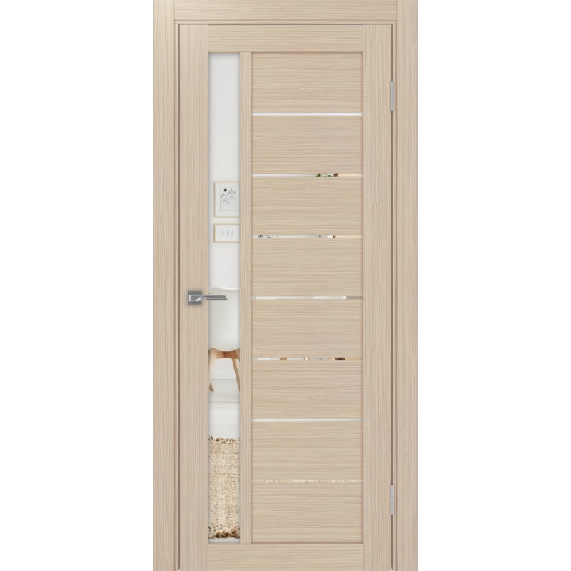 Межкомнатная дверь Турин 554.21, цвет дуб беленый FL, заполнение Зеркало, размер 200*80 см.