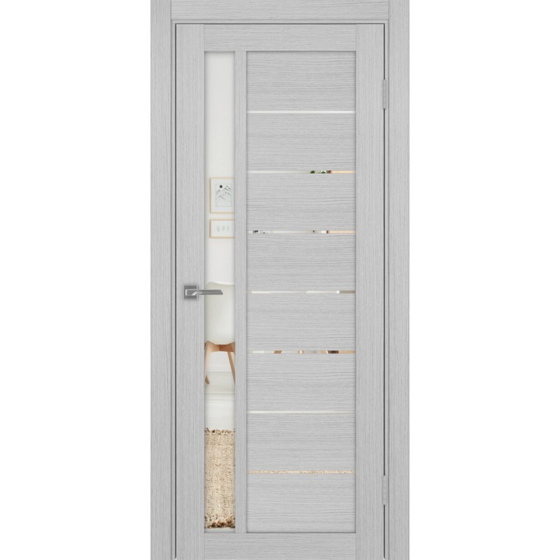 Межкомнатная дверь Турин 554.21, цвет дуб серый FL, заполнение Зеркало, размер 200*80 см.