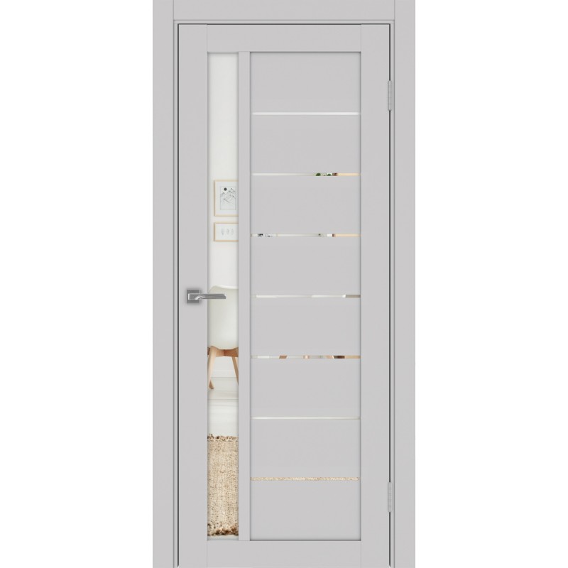 Межкомнатная дверь Турин 554.21, цвет пепельный, заполнение Зеркало, размер 200*80 см.