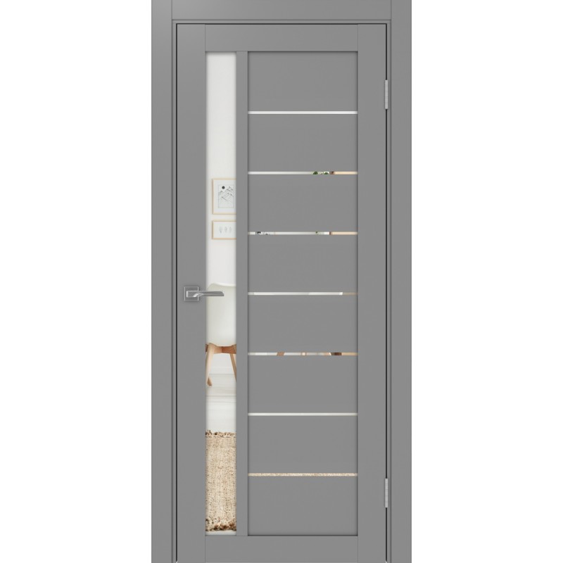Межкомнатная дверь Турин 554.21, цвет серый, заполнение Зеркало, размер 200*80 см.