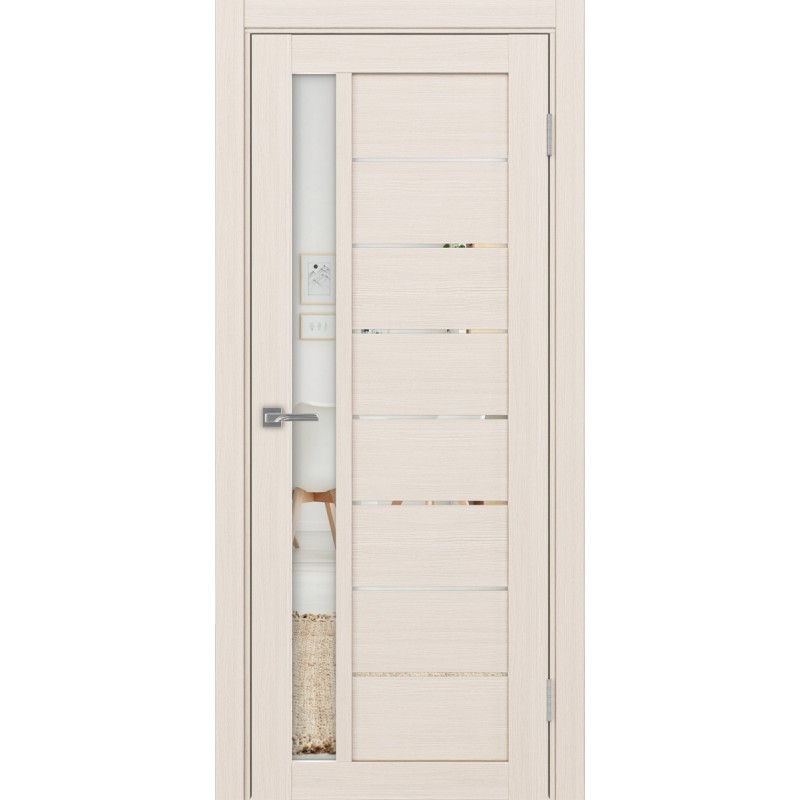 Межкомнатная дверь Турин 554.21, цвет ясень перламутровый, заполнение Зеркало, размер 200*80 см.