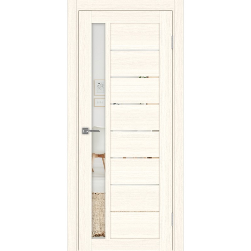 Межкомнатная дверь Турин 554.21, цвет ясень светлый, заполнение Зеркало, размер 200*80 см.