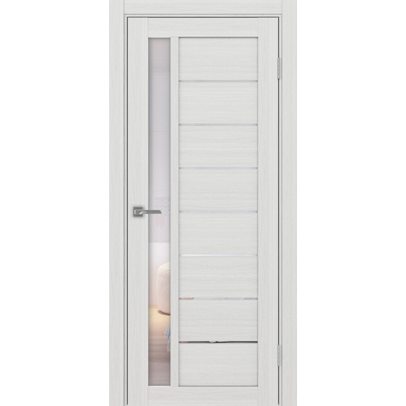 Межкомнатная дверь Турин 554.21, цвет ясень серебристый, заполнение Прозрачное, размер 200*80 см.