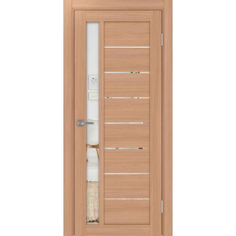 Межкомнатная дверь Турин 554.21, цвет ясень тёмный, заполнение Зеркало, размер 200*80 см.