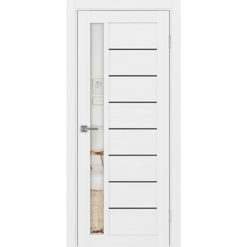 Межкомнатная дверь Турин 554.21 АПП молдинг SB, цвет белый лёд, заполнение Зеркало, размер 200*80 см.