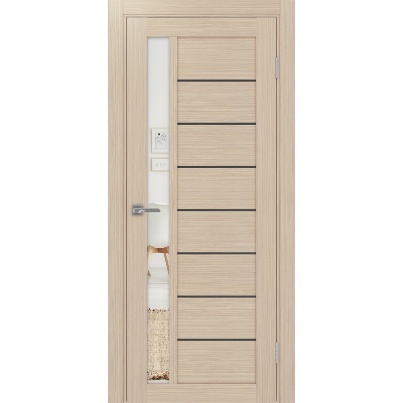 Межкомнатная дверь Турин 554.21 АПП молдинг SB, цвет дуб беленый FL, заполнение Зеркало, размер 200*80 см.