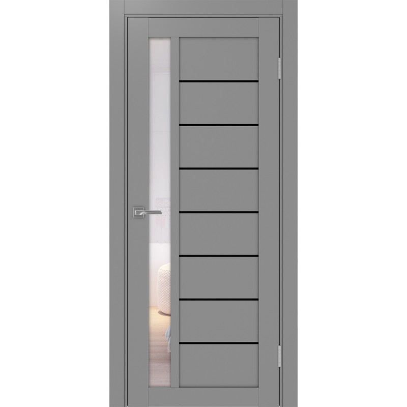 Межкомнатная дверь Турин 554.21 АПП молдинг SB, цвет серый, заполнение Прозрачное, размер 200*80 см.